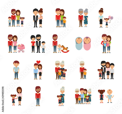 Fotomural Family members icon set vector design