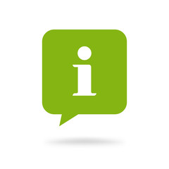 Poster - Info help sign icon vector symbol hint tips annotation notice, flat green square information bubble speech mark isolated pictogram clipart