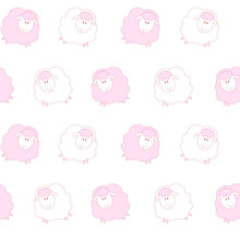 Vector Pattern With Cute Pink Sheep