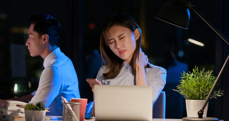 Poster - businesswoman overtime work