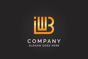 Wall Mural - luxury initial letter iwb golden gold color logo design. tech business marketing modern vector