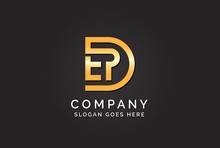 Luxury Initial Letter DEP Golden Gold Color Logo Design. Tech Business Marketing Modern Vector