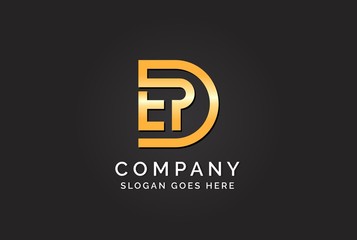 Wall Mural - Luxury initial letter DEP golden gold color logo design. Tech business marketing modern vector