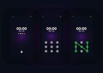 Wall Mural - Phone Pattern Lock Set on Smartphone with Security User Interface User Experience UI Vector Illustration
