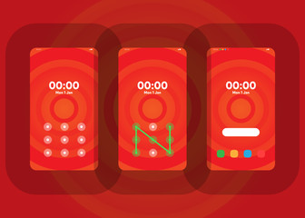 Wall Mural - Phone Pattern Lock Set on Smartphone with Security User Interface User Experience UI Vector Illustration