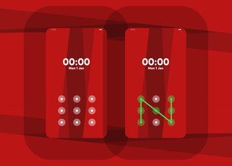 Wall Mural - Phone Pattern Lock Set on Smartphone with Security User Interface User Experience UI Vector Illustration
