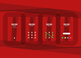 Wall Mural - Phone Pattern Lock Set on Smartphone with Security User Interface User Experience UI Vector Illustration