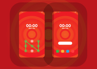 Wall Mural - Phone Pattern Lock Set on Smartphone with Security User Interface User Experience UI Vector Illustration