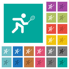 Wall Mural - Tennis player square flat multi colored icons