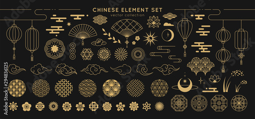 Fotografía Asian design element set