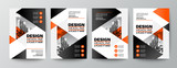 Fototapeta  - modern orange and black design template for poster flyer brochure cover. Graphic design layout with triangle graphic elements and space for photo background