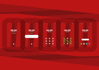 Wall Mural - Phone Pattern Lock Set on Smartphone with Security User Interface User Experience UI Vector Illustration