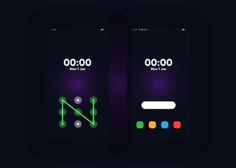 Wall Mural - Phone Pattern Lock Set on Smartphone with Security User Interface User Experience UI Vector Illustration