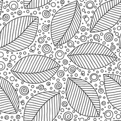 Canvas Print - Leaves coloring book pages. Hand drawn artwork.