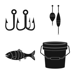 Wall Mural - Isolated object of fish and fishing sign. Collection of fish and equipment stock symbol for web.