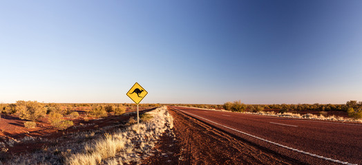 kangaroo sign on a highway