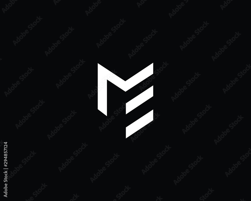 Trendy and Minimalist Letter ME EM Logo Design in Black and White Color ...