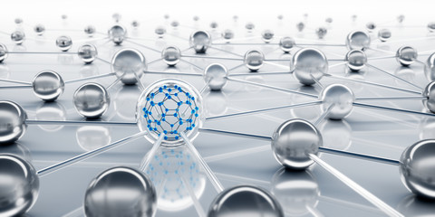 Wall Mural - sphere network structure - abstract design connection design - 3d illustration