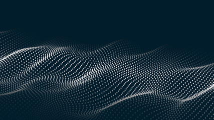 Leinwandbilder - Abstract digital wave of particles. Futuristic point wave. Technology background vector. Vector illustration