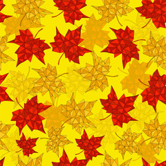 Wall Mural - autumn seamless background of maple leaves in polygon style
