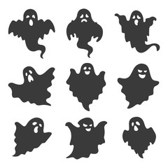 Wall Mural - vector set of ghosts on white background