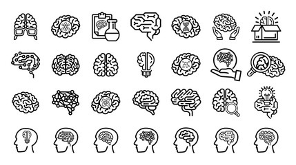 Poster - Human brains icon set. Illustration of human brains icon vector set isolated on white background