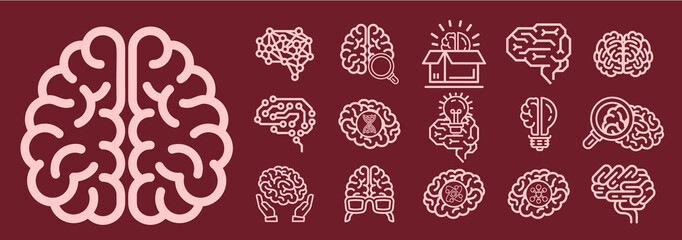 Poster - Human brains icon set. Illustration of human brains icon vector set for any design