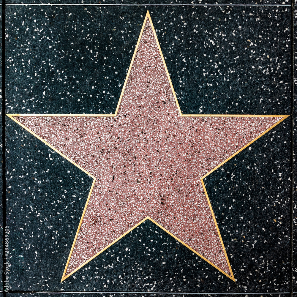 The empty star on the sidewalk of Hollywood Boulevard Walk of fames ...