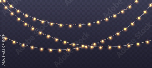 Christmas garland isolated on transparent background Poster Mural XXL