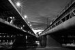 bridge at night in black & white