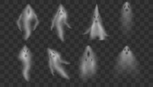 Realistic Ghosts On Transparent Background. 