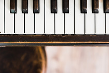 Vintage Brown Wood Upright Piano Keys