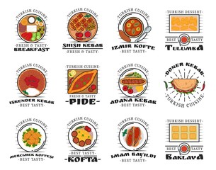 National turkish cuisine, dish icons