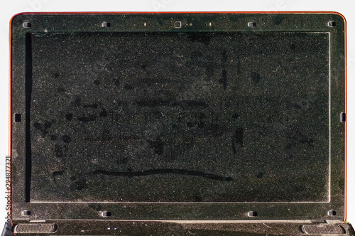 Cuadros en Lienzo Dirty dusty laptop screen in the office