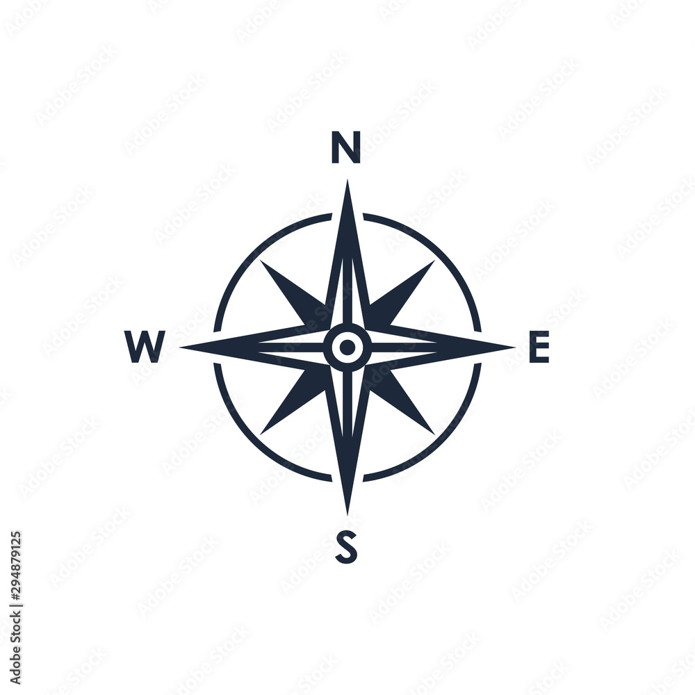 Compass icon. Wind rose sign. Compass symbol isolated on white background. Vector illustration - obrazy, fototapety, plakaty 