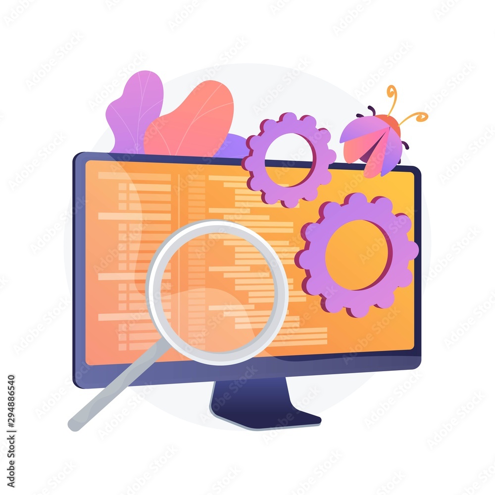 Bug fixing and software testing. Computer virus searching tool. Devops ...