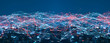Leinwandbild Motiv Smart city and Wireless communication network concept.abstract line connection on night city background.IoT(Internet of Things). ICT(Information Communication.