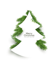 Christmas Concept. Flat Arrangement Of Fir Branches In The Shape Of A Christmas Tree. Vector Illustration.