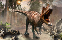 Ceratosaurus Dinosaur Scene 3D Illustration
