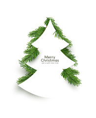 Wall Mural - christmas concept. flat arrangement of fir branches in the shape of a christmas tree. vector illustr