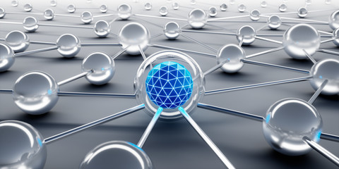 Sphere network structure - abstract design connection design - 3D illustration