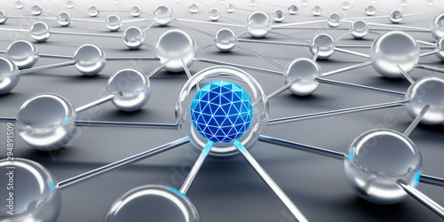 Cuadros en Lienzo Sphere network structure - abstract design connection design - 3D illustration