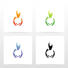 Skull On Fire Logo Design