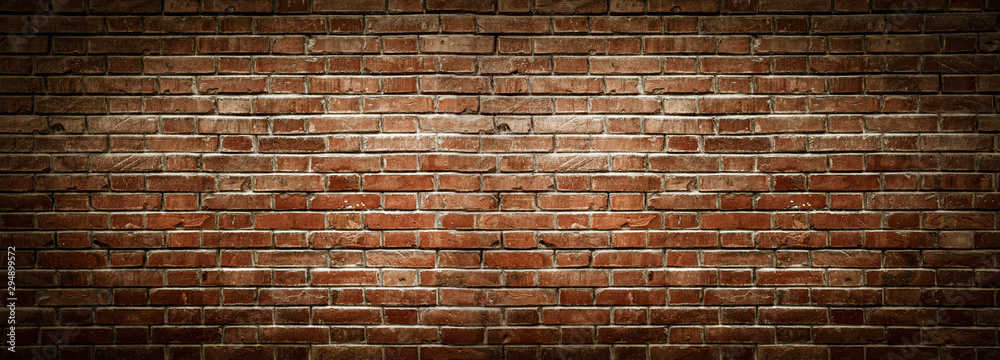 Old wall background with stained aged bricks - obrazy, fototapety, plakaty 