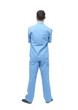 © ASDF - rear view. male surgeon looking at copy space