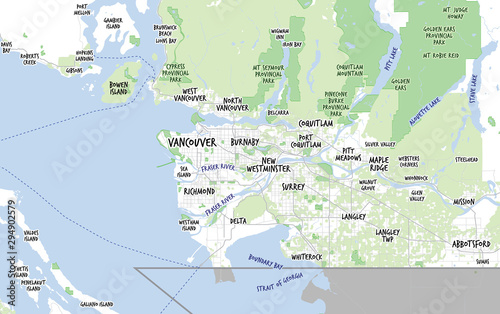 Map Of Vancouver And Municipalities With Vancouver Island Canada