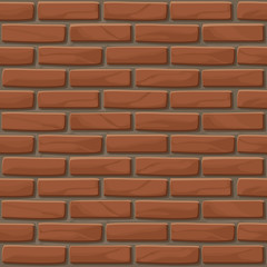 Poster - Brick wall texture seamless. Vector illustration stones wall in red color.