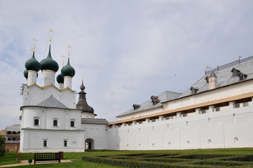 View of the Church of Gregory the theologian of the Rostov Kremlin on a summer day. Golden ring of Russia, Rostov Veliky, Russia