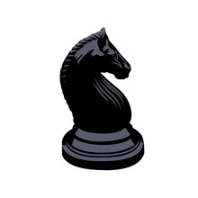  Black Chess Knight Vector Illustration