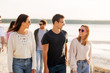 © Syda Productions - friendship, leisure and people concept - group of happy friends walking along beach in summer